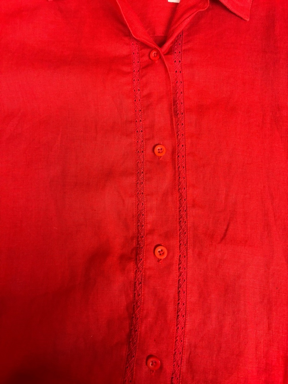 Liz Claiborne Lizsport Women’s Red Linen Short Sleeve Button Up Top Size X-Large - Picture 5 of 5